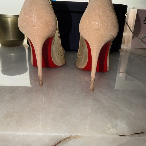 Christian Louboutin Beige Studded Heels - Picture 8 of 12